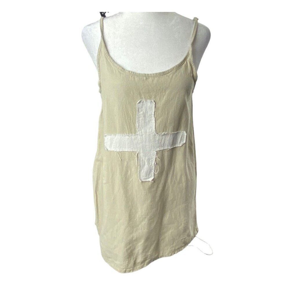 MISSLOOK Women Crossโ on Front Top Sz S Tan Adjustable Spaghetti Straps 43-15